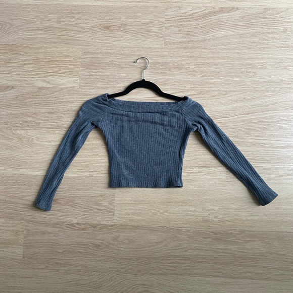 ASOS Grey Off the Shoulder Top - Picture 2 of 5